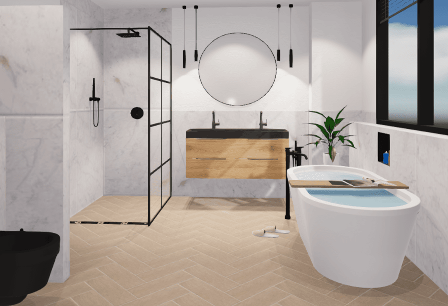 Voorbeeld van een 3D badkamer ontwerp